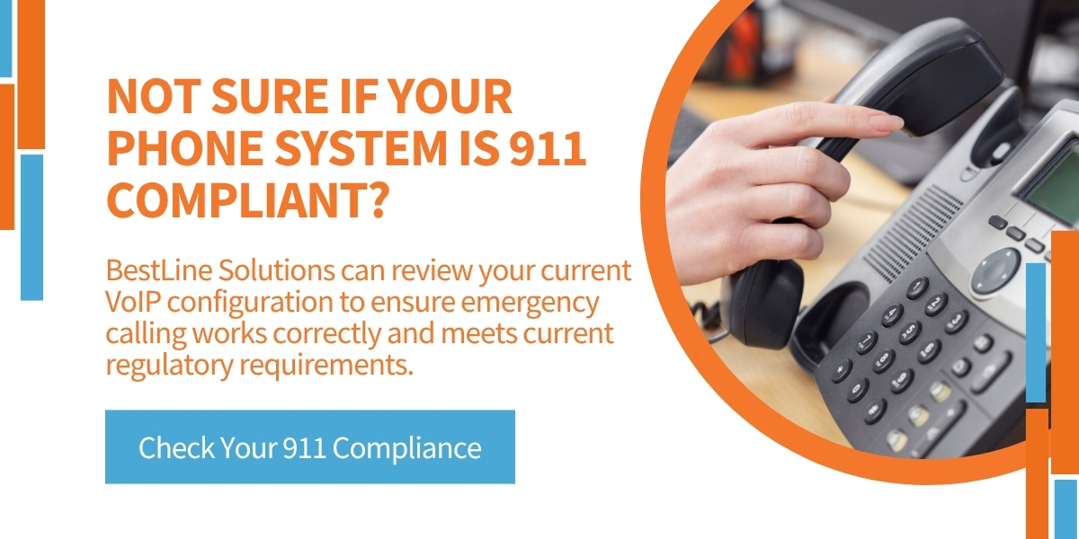 VoIP 911 compliance check on a business desk phone system