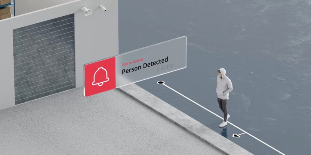 Integrated security systems verifying a person-detected alarm through video surveillance.